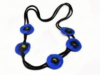 Necklace "Flat flowers blue"
