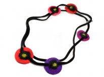 Necklace "Flat flowers red-purple-fuxia""